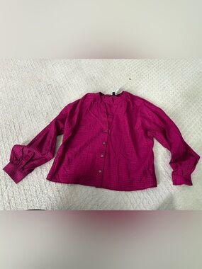 NWT Banana Republic Womens Fuchsia Button-Front Blouse